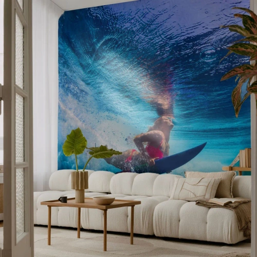 Fototapeta Premium Sand - Hĺbka radosti - Surfovanie, Žena, Šport - 100x70 cm