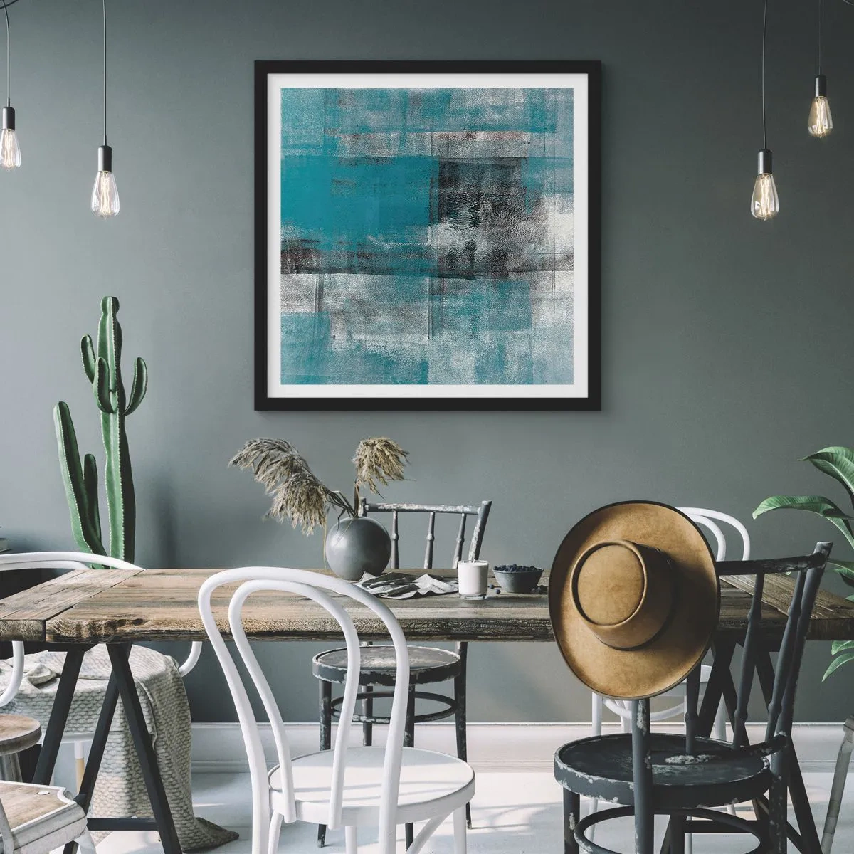 Plagát v čiernom ráme - Voda a vzduch - 40x40 cm