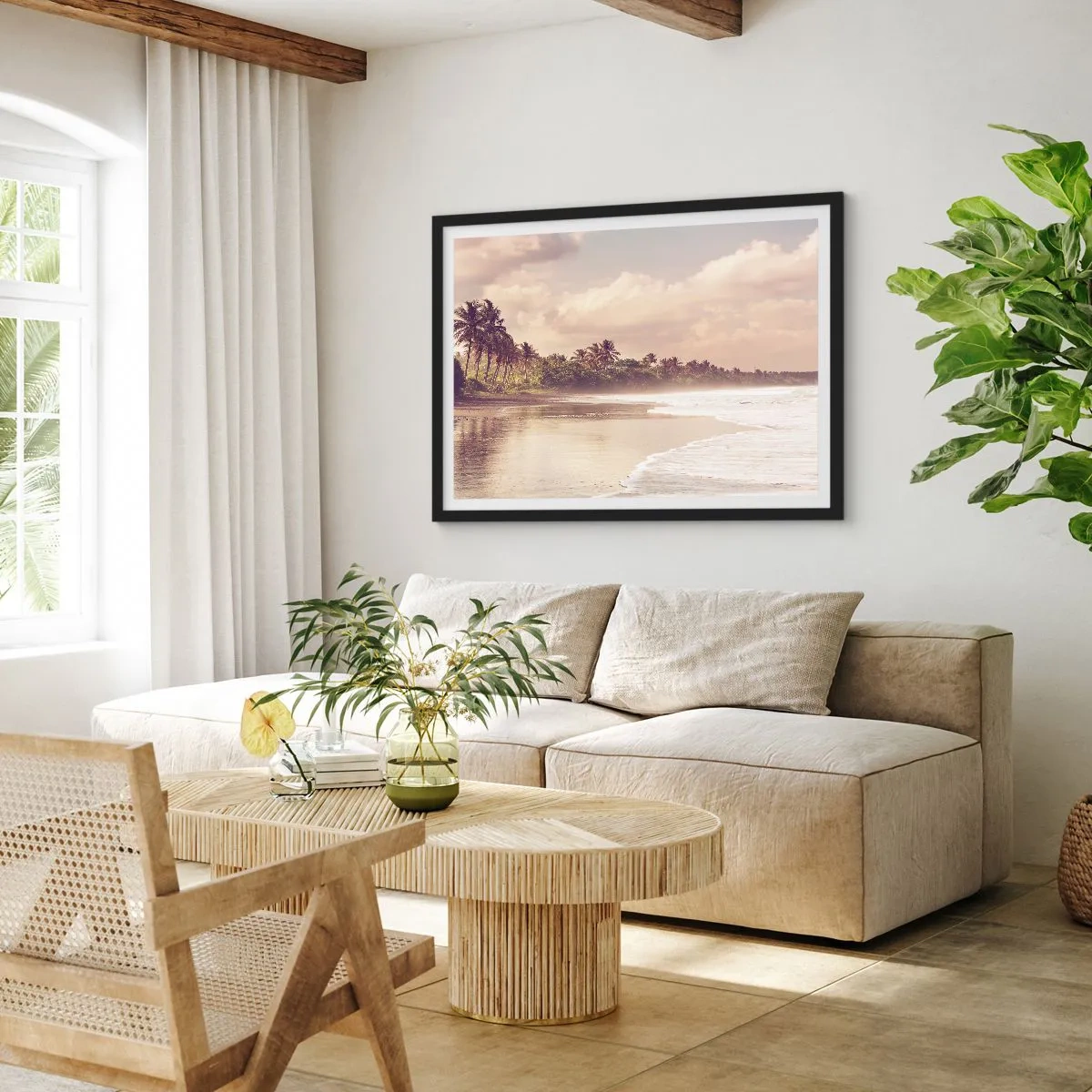 Plagát v čiernom ráme - Pohladenie vĺn - 70x50 cm