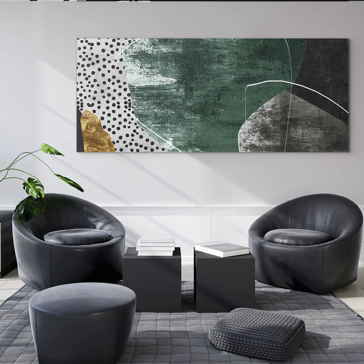 Obraz na skle - Farebná abstrakcia so zlatou vločkou - 90x30 cm