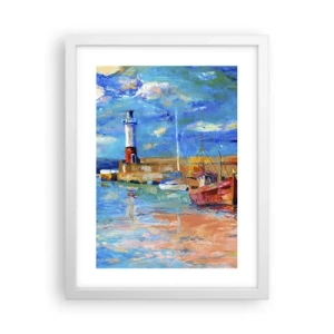 Plagát v bielom ráme - Popoludní v dúhovom zálive - 30x40 cm