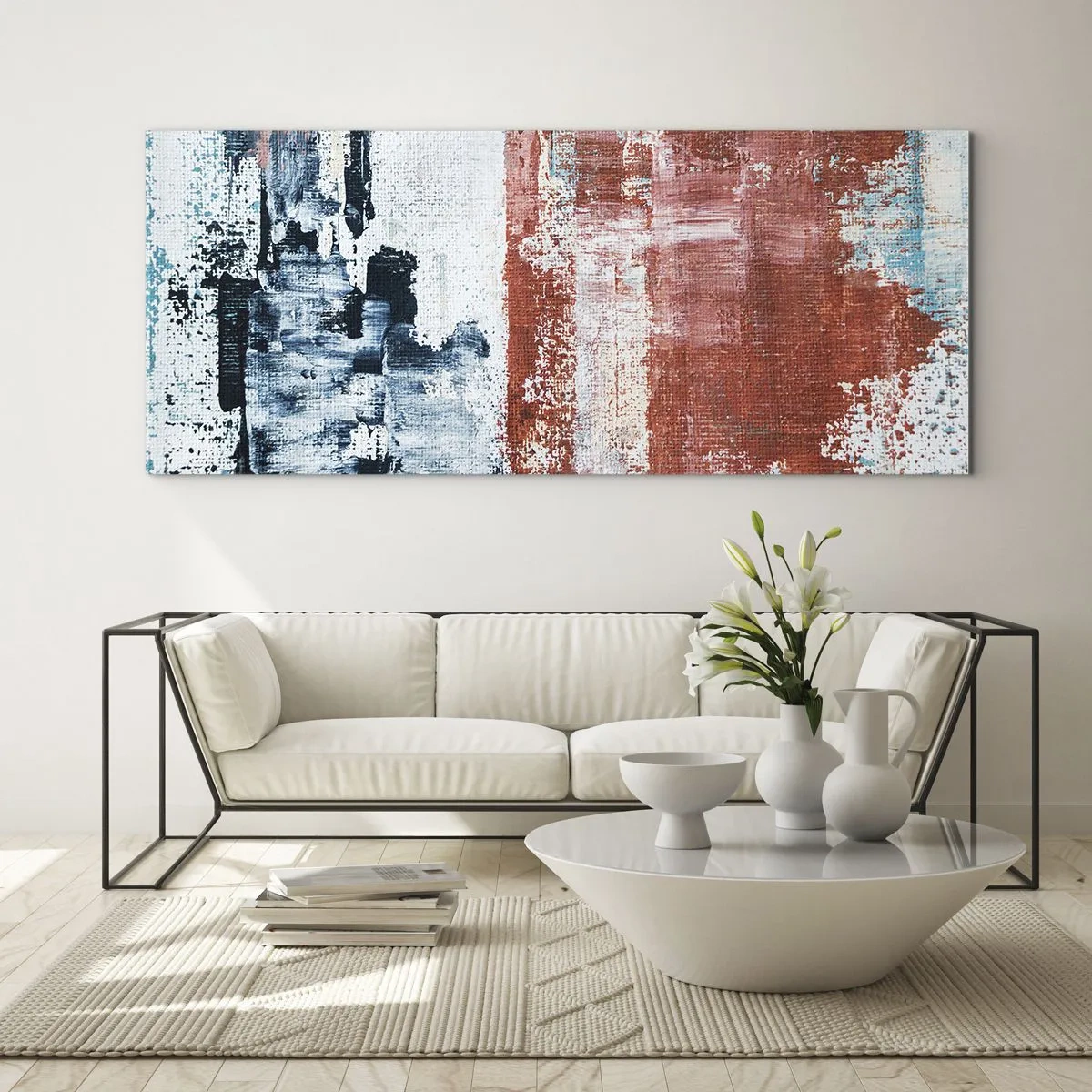 Obraz na skle - Abstraktné pol na pol - 140x50 cm