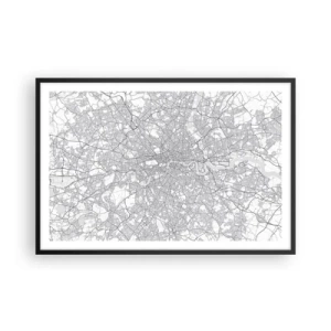 Plagát v čiernom ráme - Mapa londýnskeho labyrintu - 91x61 cm