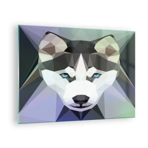 Obraz na skle - Vlčia geometria v modernom štýle - 70x50cm - Spomienka na sneh na severe - Moderná nástenná dekorácia do obývacej izby a spálne ARTTOR