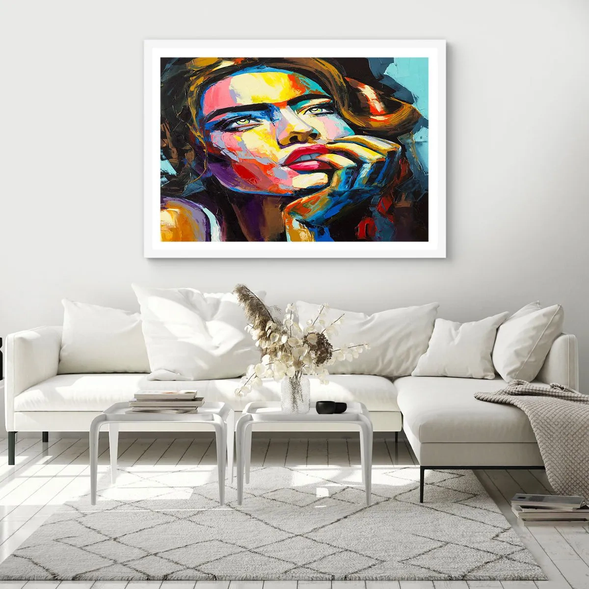Plagát v bielom ráme - Sny, ako vtáky letia oblohou - 50x40 cm