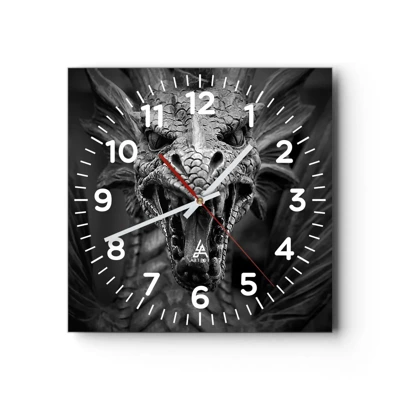 Nástenné hodiny - Rozprávkový drak v šedi - 30x30 cm
