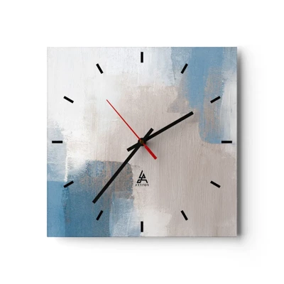 Nástenné hodiny - Ružová abstrakcia za modrým závojom - 30x30 cm