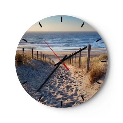 Nástenné hodiny - Šumenie mora, spev vtákov, divoká pláž uprostred trávy… - 30x30 cm