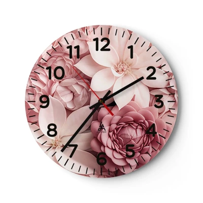 Nástenné hodiny - V ružových okvetných lístkoch - 30x30 cm