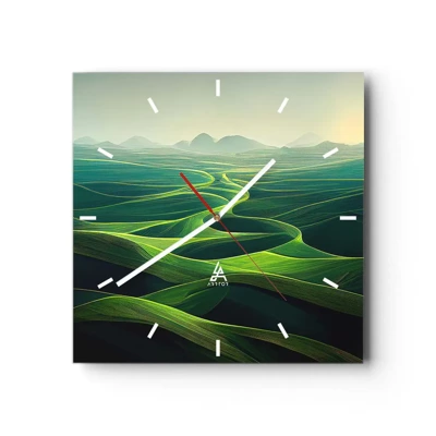 Nástenné hodiny - V zelených údoliach - 30x30 cm