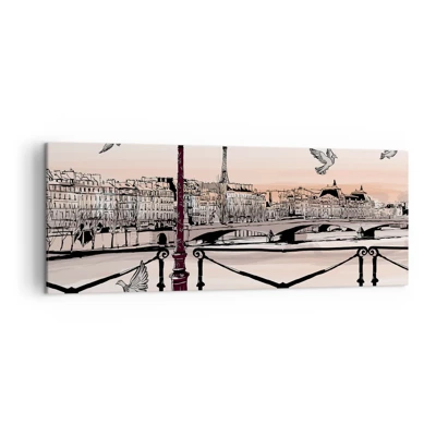 Obraz na plátne - Nad strechami Paríža - 140x50 cm