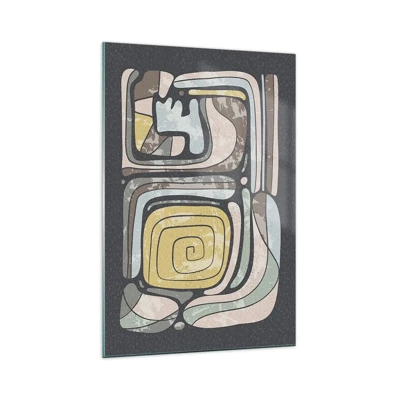 Obraz na skle - Abstrakcia v predkolumbovskom duchu - 70x100 cm