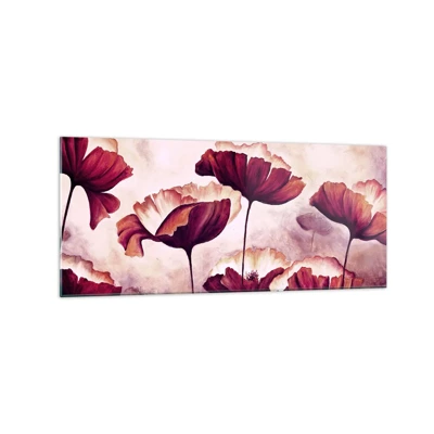 Obraz na skle - Červený a biely plátok - 120x50 cm