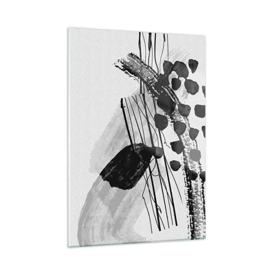 Obraz na skle - Čiernobiela organická abstrakcia - 50x70 cm