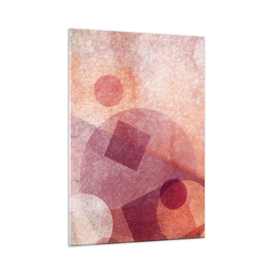 Obraz na skle - Geometrické premeny na ružové - 50x70 cm