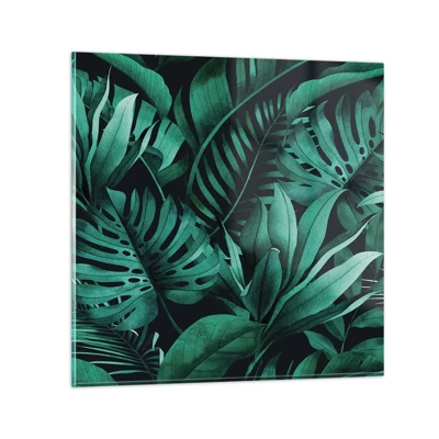Obraz na skle - Hĺbka tropickej zelene - 60x60 cm