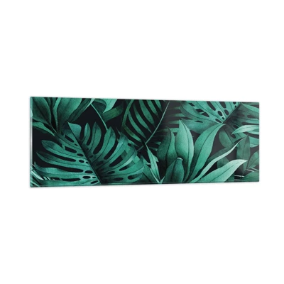 Obraz na skle - Hĺbka tropickej zelene - 90x30 cm