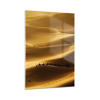Obraz na skle - Karavána na vlnách púšte - 50x70 cm