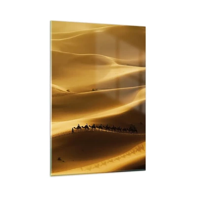 Obraz na skle - Karavána na vlnách púšte - 80x120 cm