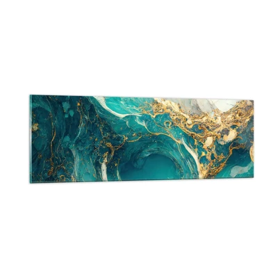 Obraz na skle - Kompozícia so zlatými žilami - 90x30 cm