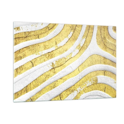 Obraz na skle - Kompozícia v bielej a zlatej - 120x80 cm