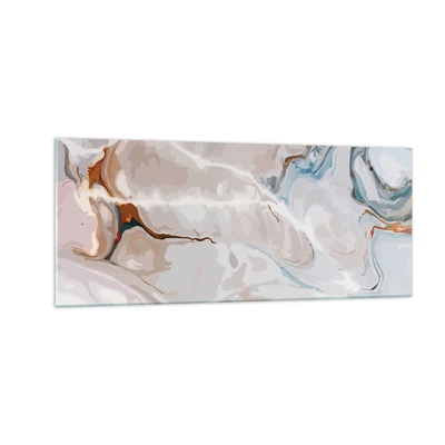 Obraz na skle - Modré meandre pod bielou - 100x40 cm
