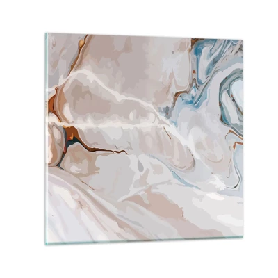 Obraz na skle - Modré meandre pod bielou - 70x70 cm
