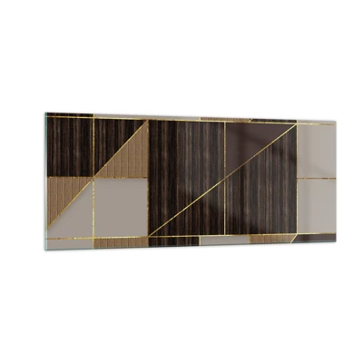Obraz na skle - Mozaika hnedej a zlatej - 100x40 cm