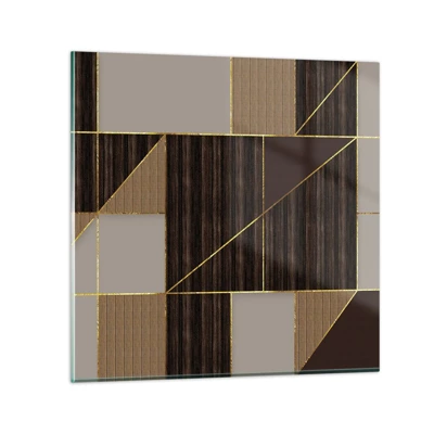 Obraz na skle - Mozaika hnedej a zlatej - 40x40 cm