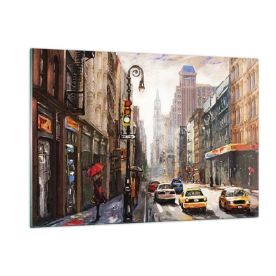 Obraz na skle - New York – farebný aj v daždi - 120x80 cm