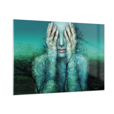 Obraz na skle - Ponorená do modrej - 100x70 cm