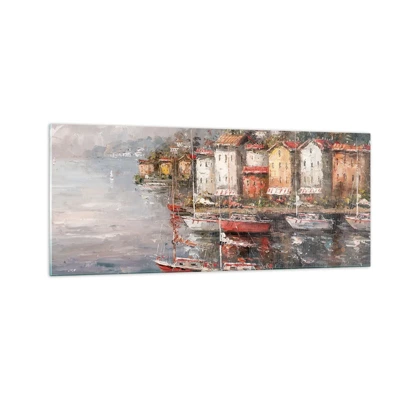 Obraz na skle - Romantický prístav - 100x40 cm