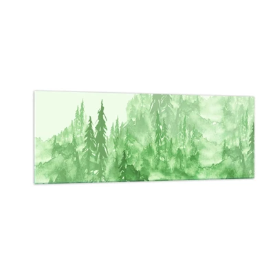 Obraz na skle - Rozmazaný zelenou hmlou - 140x50 cm