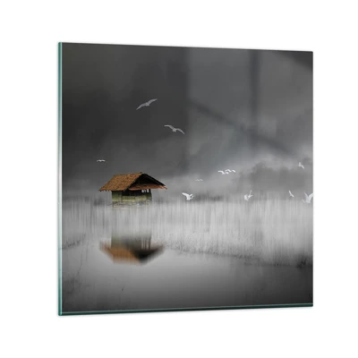 Obraz na skle - Úkryt pred dažďom - 30x30 cm