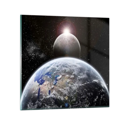 Obraz na skle - Vesmírna krajina - východ slnka - 50x50 cm