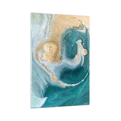 Obraz na skle - Vír zlatej a tyrkysovej - 80x120 cm