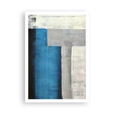 Plagát - Poetická kompozícia šedej a modrej - 70x100 cm