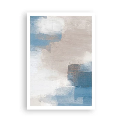 Plagát - Ružová abstrakcia za modrým závojom - 70x100 cm