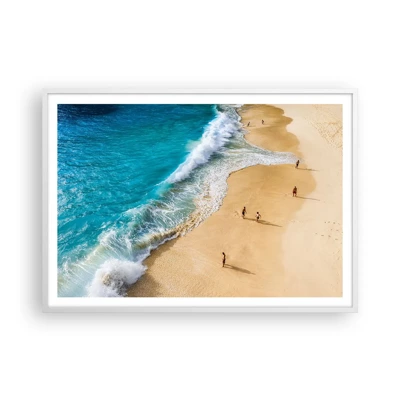Plagát v bielom ráme - A potom slnko, pláž… - 100x70 cm
