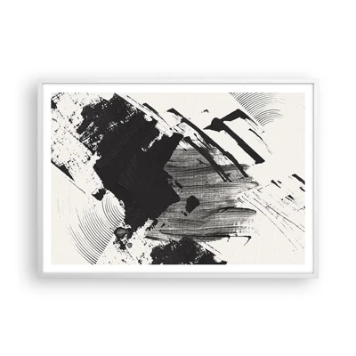 Plagát v bielom ráme - Abstrakcia – expresia čiernej - 100x70 cm