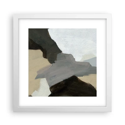 Plagát v bielom ráme - Abstrakcia: križovatka šedej - 30x30 cm