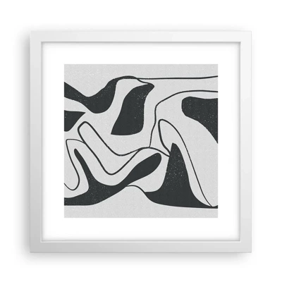 Plagát v bielom ráme - Abstraktná hra v labyrinte - 30x30 cm