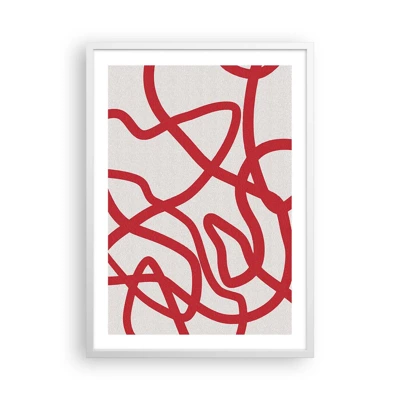 Plagát v bielom ráme - Červené na bielom - 50x70 cm