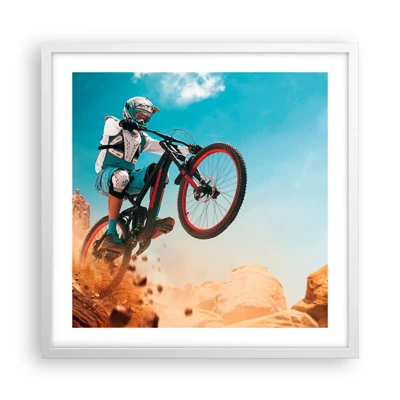 Plagát v bielom ráme - Cyklistický démon šialenstva - 50x50 cm