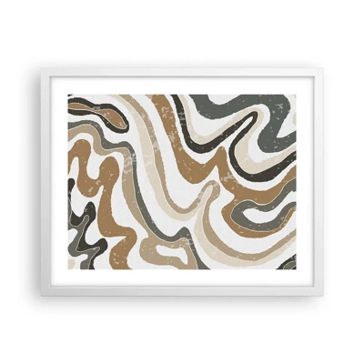 Plagát v bielom ráme - Meandre zemitých farieb - 50x40 cm