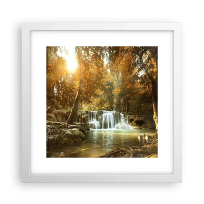 Plagát v bielom ráme - Parkový vodopád - 30x30 cm