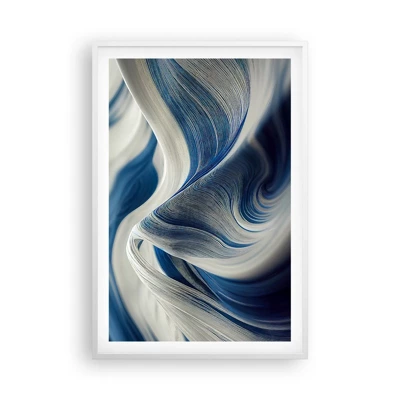 Plagát v bielom ráme - Plynulosť modrej a bielej - 61x91 cm