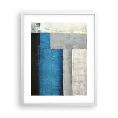 Plagát v bielom ráme - Poetická kompozícia šedej a modrej - 40x50 cm