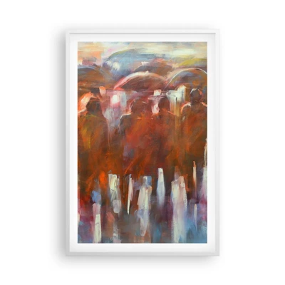 Plagát v bielom ráme - Rovnocenní v daždi a hmle - 61x91 cm