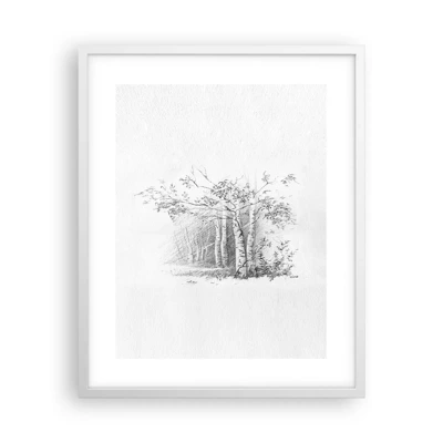 Plagát v bielom ráme - Svetlo brezového lesa - 40x50 cm